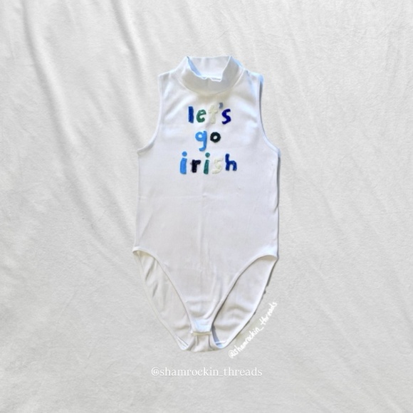Notre Dame patchwork reworked tank top bodysuit - Picture 1 of 13